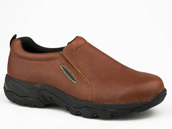 'Roper' Men's Tumbled Leather Performance Slip On - Brown 'Roper' Men's Tumbled Leather Performance Slip On - Brown -Outdoor Clothing Store