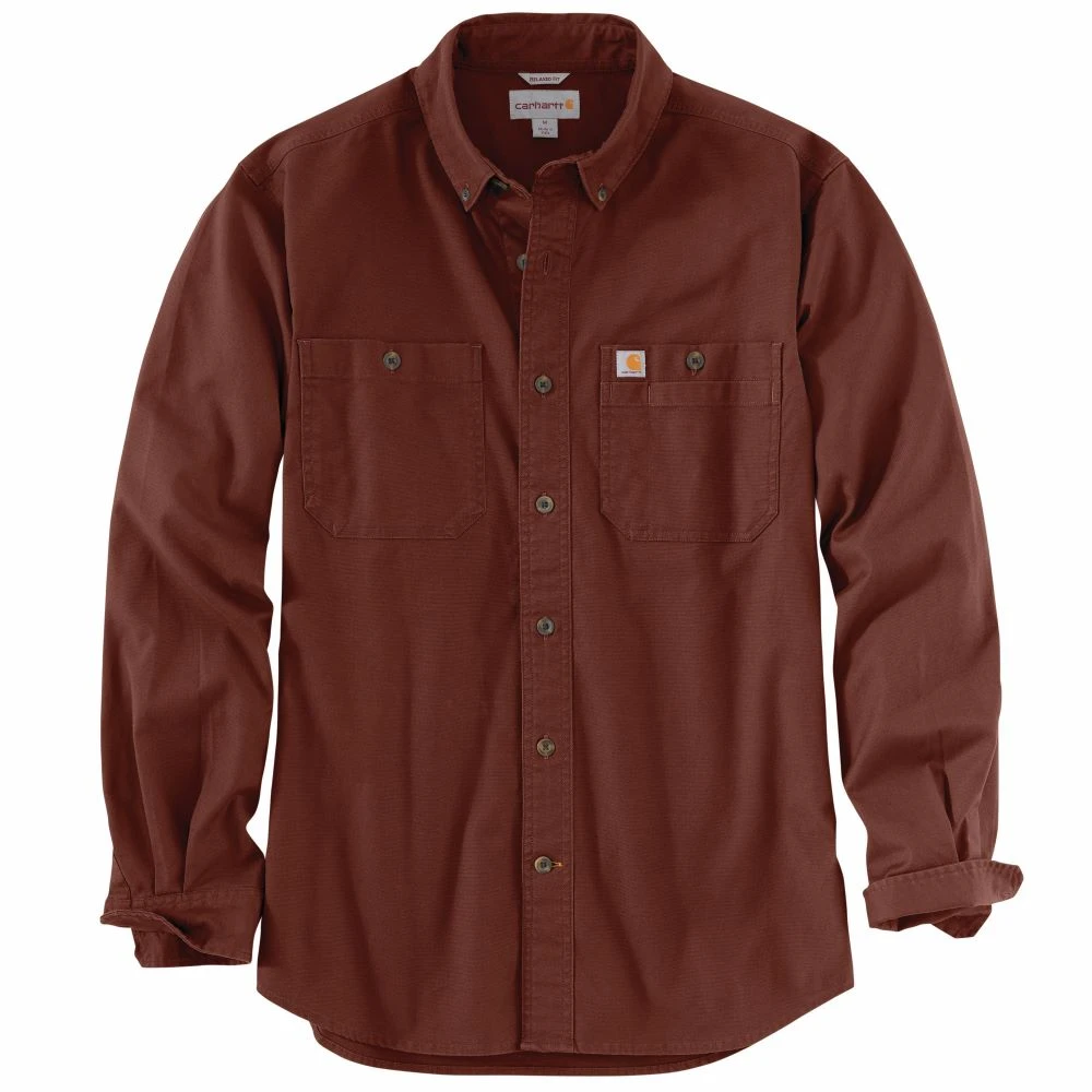 'Carhartt' Men's Rugged Flex® Rigby Work Shirt - Mineral Red 'Carhartt' Men's Rugged Flex® Rigby Work Shirt - Mineral Red -Outdoor Clothing Store