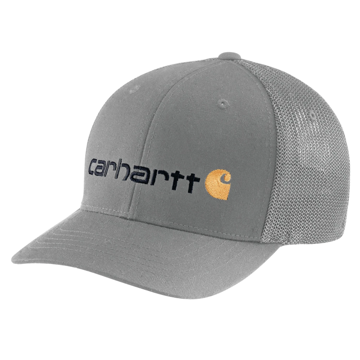 'Carhartt' Men's Rugged Flex Fitted Canvas Mesh-Back Logo Graphic Cap - Asphalt 'Carhartt' Men's Rugged Flex Fitted Canvas Mesh-Back Logo Graphic Cap - Asphalt -Outdoor Clothing Store