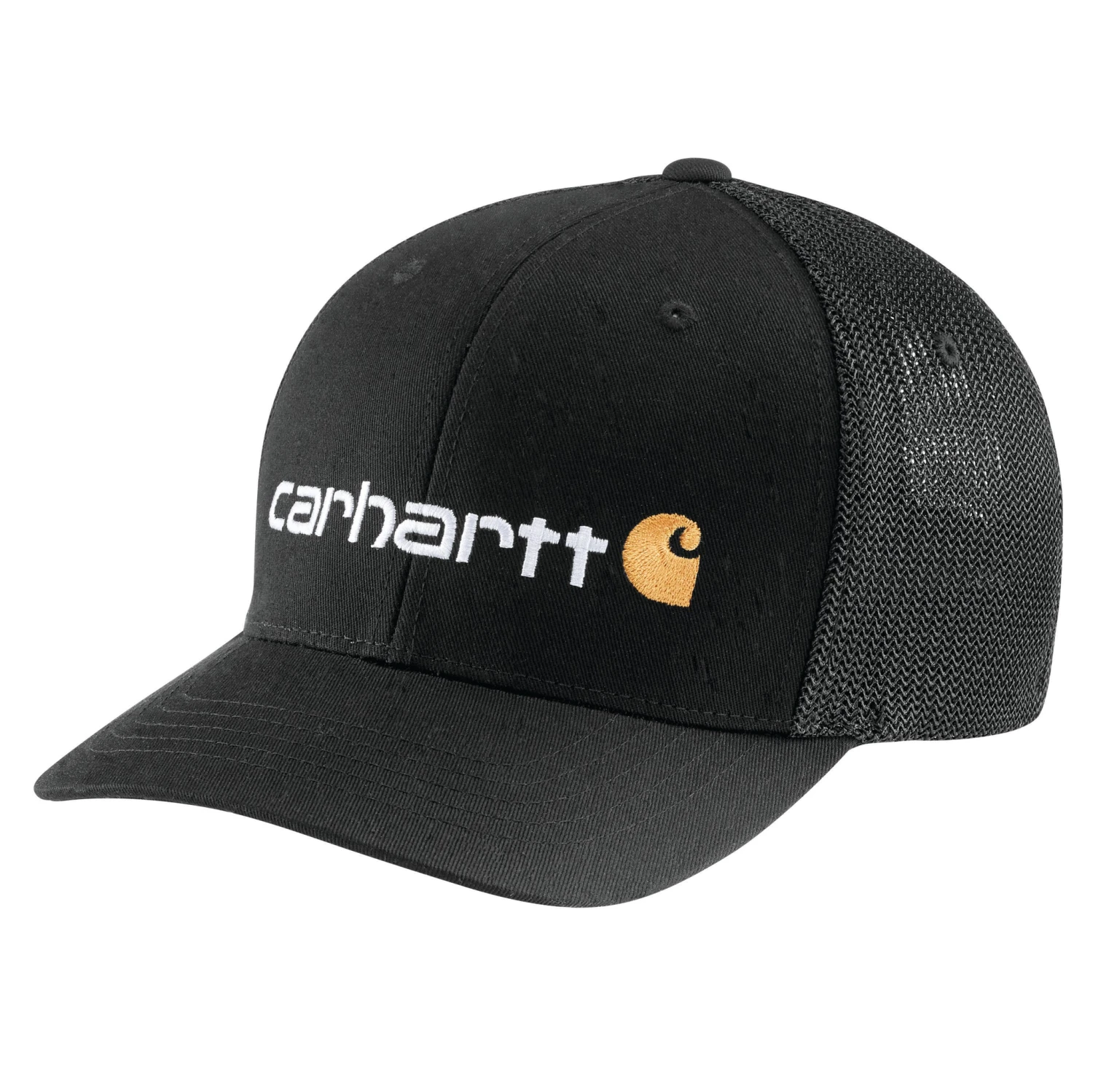 'Carhartt' Men's Rugged Flex Fitted Canvas Mesh-Back Logo Graphic Cap - Black 'Carhartt' Men's Rugged Flex Fitted Canvas Mesh-Back Logo Graphic Cap - Black -Outdoor Clothing Store