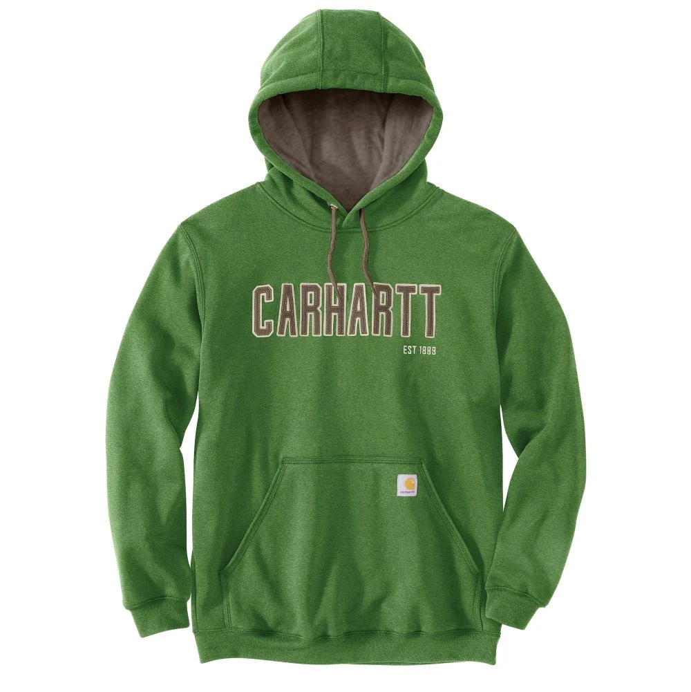 'Carhartt' Men's Midweight Felt Logo Hoodie - Arborvitae Heather 'Carhartt' Men's Midweight Felt Logo Hoodie - Arborvitae Heather -Outdoor Clothing Store
