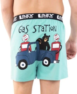'Lazy One' Men's Gas Station Boxer - Aqua Blue