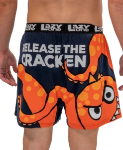 'Lazy One' Men's Release The Cracken Boxer - Navy / Orange