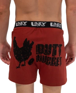'Lazy One' Men's Butt Nugget Boxer - Brick Red
