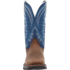 'Durango' Men's 12" Rebel Western Square Toe - Saddle Brown / Denim Blue -Outdoor Clothing Store DDB0429 front 1024x1024@2x