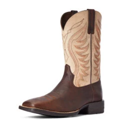 'Ariat' Men's 11" Amos Western Square Toe - Brown / Tan -Outdoor Clothing Store F20 MNS WEST 10034045 3 4 front 1024x1024@2x