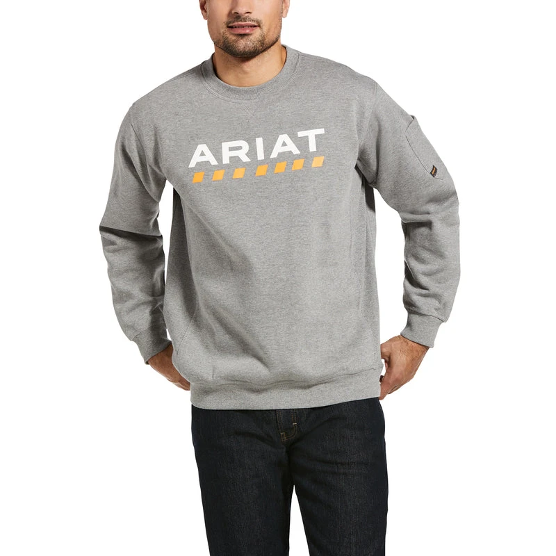 'Ariat' Men's Rebar Workman Logo Sweatshirt - Heather Grey 'Ariat' Men's Rebar Workman Logo Sweatshirt - Heather Grey -Outdoor Clothing Store