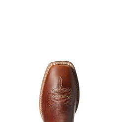'Ariat' Men's Dynamic Western Square Toe - Crest Brown / Macaw Red -Outdoor Clothing Store F21 MNS WEST 10038341 toe 1024x1024@2x