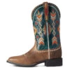 'Ariat' Women's Round Up Square Toe - Tan / Deep Teal -Outdoor Clothing Store F21 WMS WEST 10038328 side 1024x1024@2x