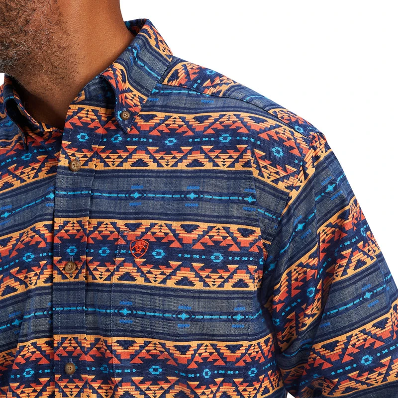 'Ariat' Men's Nikolai Stretch Button Down - Blue Chambray 'Ariat' Men's Nikolai Stretch Button Down - Blue Chambray -Outdoor Clothing Store