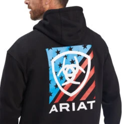 'Ariat' Men's Americana Block Hoodie - Black 4 'Ariat' Men's Americana Block Hoodie - Black -Outdoor Clothing Store F22 MNS WEST 10041680 detail01 1024x1024@2x