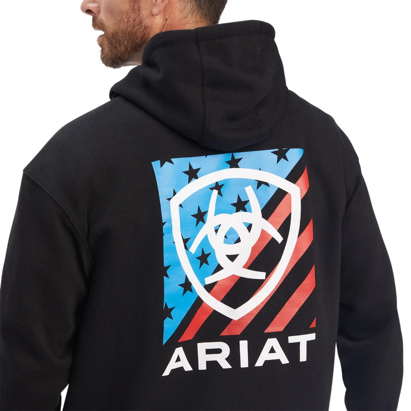 'Ariat' Men's Americana Block Hoodie - Black 'Ariat' Men's Americana Block Hoodie - Black -Outdoor Clothing Store