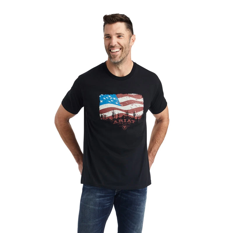 'Ariat' Men's Ariat Flagscape T-Shirt - Black 'Ariat' Men's Ariat Flagscape T-Shirt - Black -Outdoor Clothing Store