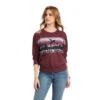 'Ariat' Women's Desert Ride Crewneck Sweatshirt - Maroon Banner -Outdoor Clothing Store F22 WMS WEST 10042311 front 1024x1024@2x