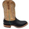 'Fenoglio' Men's 12" Bull Hide Western Round Toe - Black / Tan