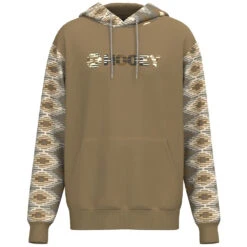 Outdoor Clothing Store 11 'Hooey' Men's "Lock-Up" Aztec Pattern Hoody - Tan / Cream