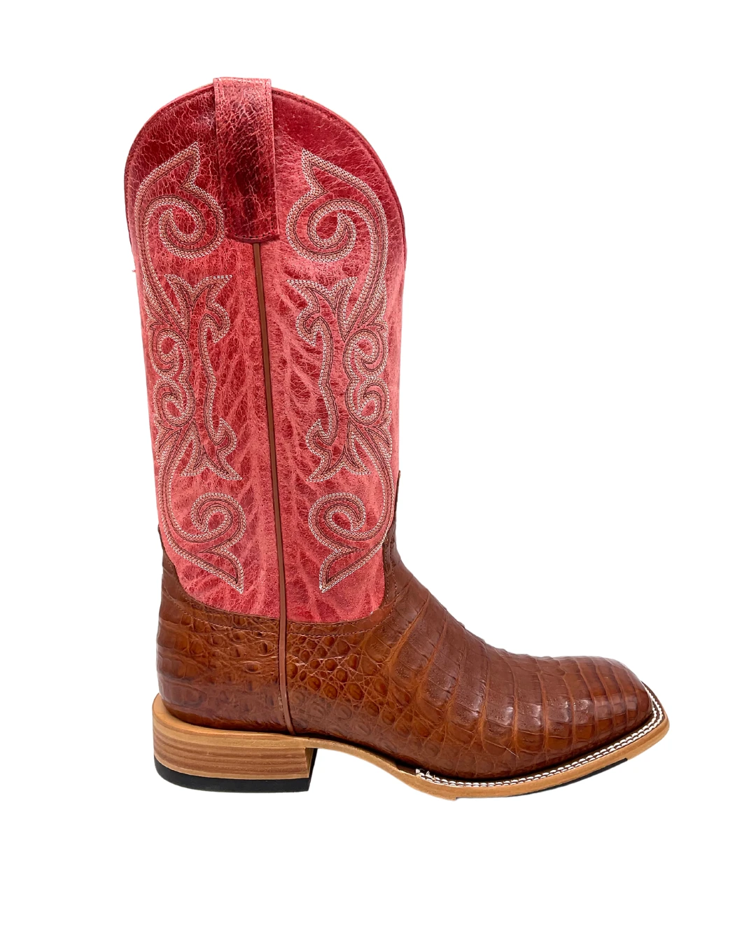 'Anderson Bean' Men's 13" HorsePower Top Hand Western Square Toe - Brandy Caiman Belly / Red Sinsation 'Anderson Bean' Men's 13" HorsePower Top Hand Western Square Toe - Brandy Caiman Belly / Red Sinsation -Outdoor Clothing Store