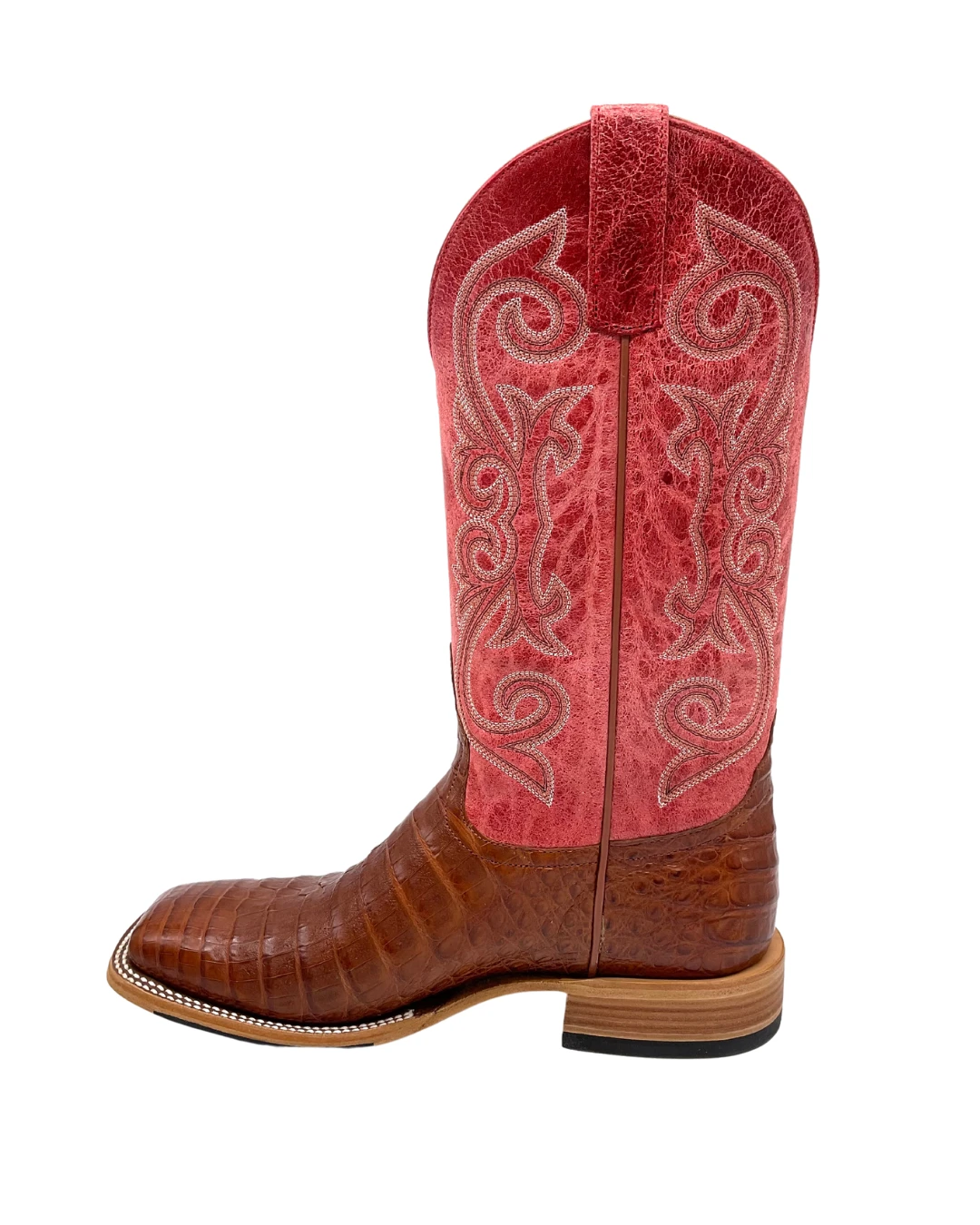 'Anderson Bean' Men's 13" HorsePower Top Hand Western Square Toe - Brandy Caiman Belly / Red Sinsation 'Anderson Bean' Men's 13" HorsePower Top Hand Western Square Toe - Brandy Caiman Belly / Red Sinsation -Outdoor Clothing Store