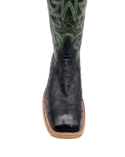 'Anderson Bean' Men's 13" HorsePower Top Hand Full Quill Ostrich - Black / Emerald Explosion -Outdoor Clothing Store HP80044 1024x1024@2x