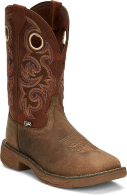 'Justin' Men's 11" Rush Western Square Toe - Peanut Tan / Bronze Orange -Outdoor Clothing Store JST 001 SE7402 1024x1024@2x