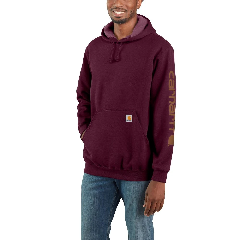 'Carhartt' Men's Midweight Logo Sleeve Hoodie - Port 'Carhartt' Men's Midweight Logo Sleeve Hoodie - Port -Outdoor Clothing Store