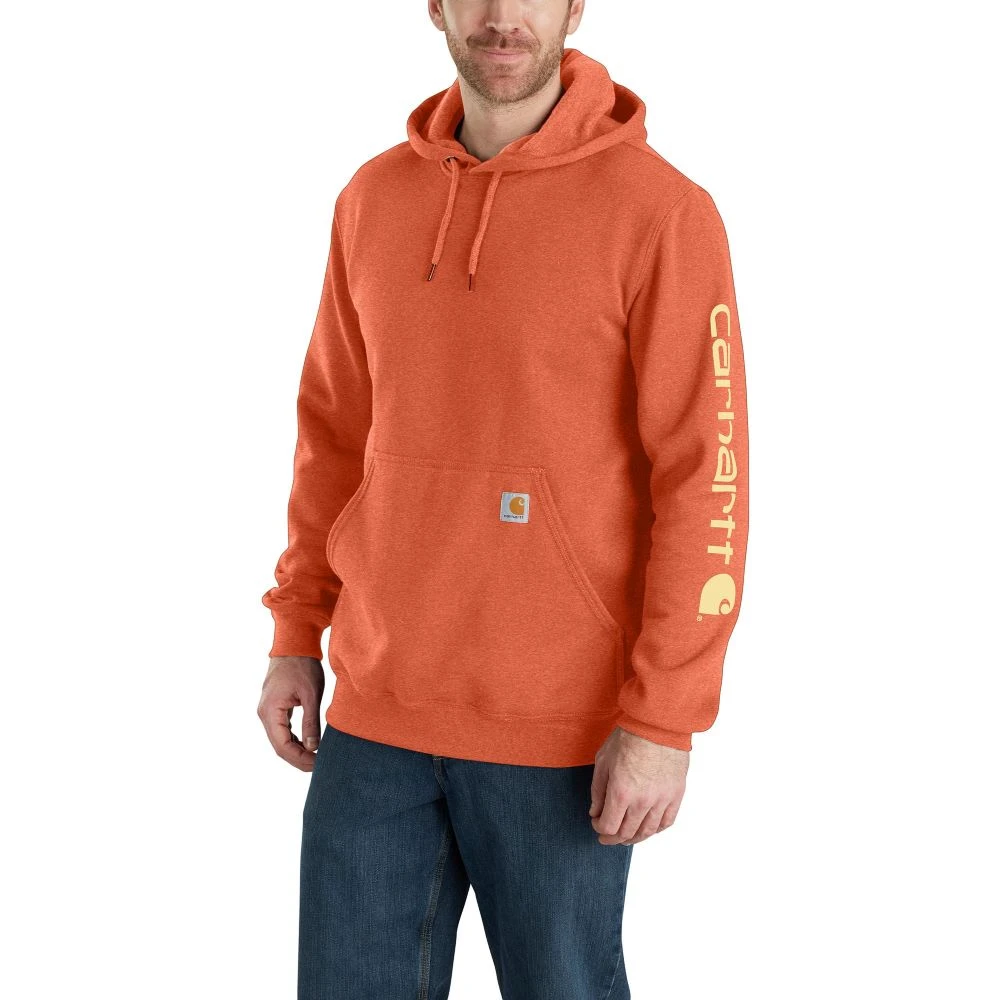 'Carhartt' Men's Midweight Logo Sleeve Hoodie - Desert Orange Heather 'Carhartt' Men's Midweight Logo Sleeve Hoodie - Desert Orange Heather -Outdoor Clothing Store