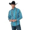'Wrangler' Men's Checotah Print Western Snap Front - Blue / Black 2 'Wrangler' Men's Checotah Print Western Snap Front - Blue / Black -Outdoor Clothing Store MC1285M BF01 SWFF PRD 1024x1024@2x