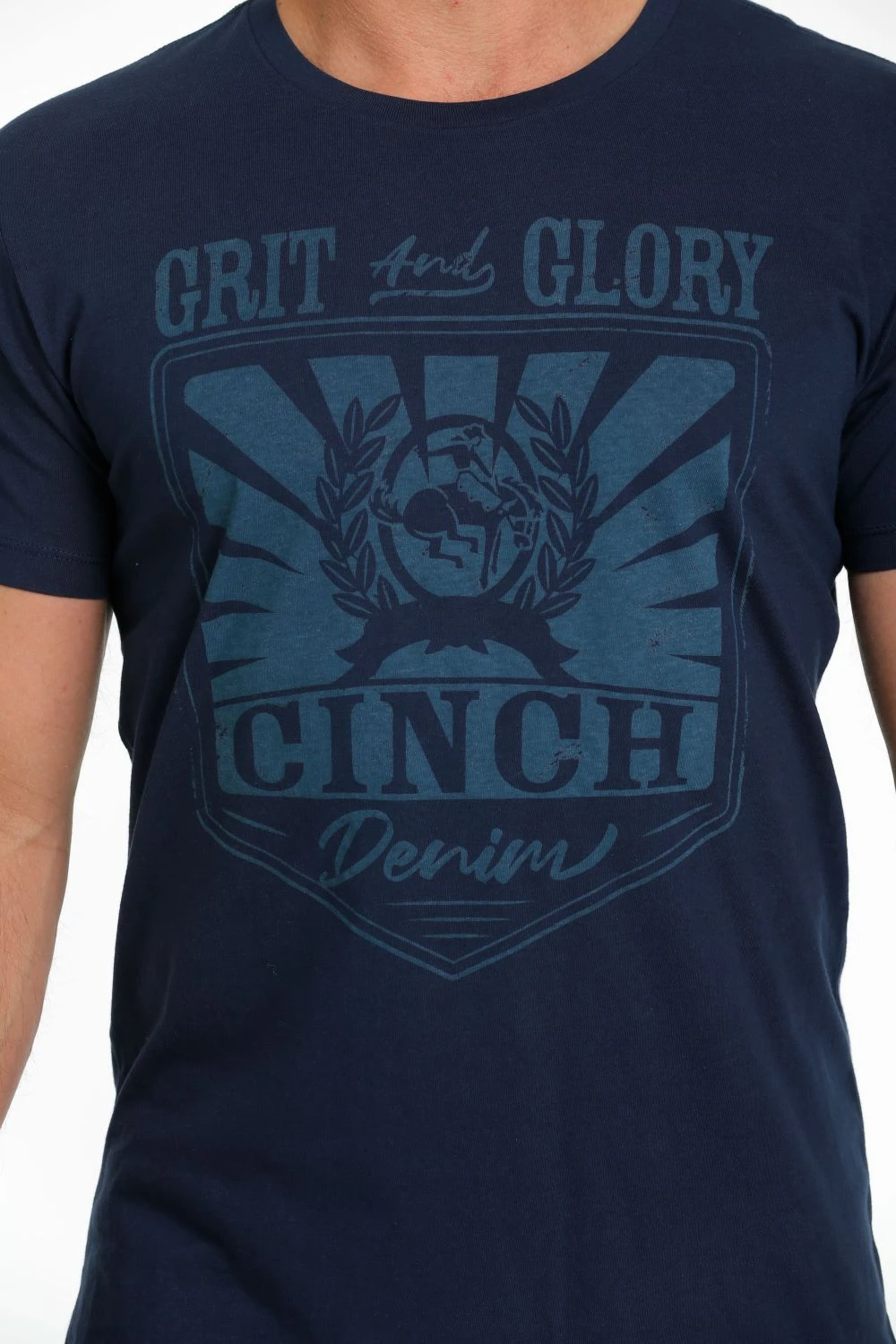 'Cinch' Men's Grit/Glory Screen Print T Shirt - Navy 'Cinch' Men's Grit/Glory Screen Print T Shirt - Navy -Outdoor Clothing Store MTT1690549