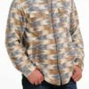 'Cinch' Men's Aztec Print Polar Fleece Shirt Jacket - Cream -Outdoor Clothing Store MWJ1580002 2 1024x1024@2x