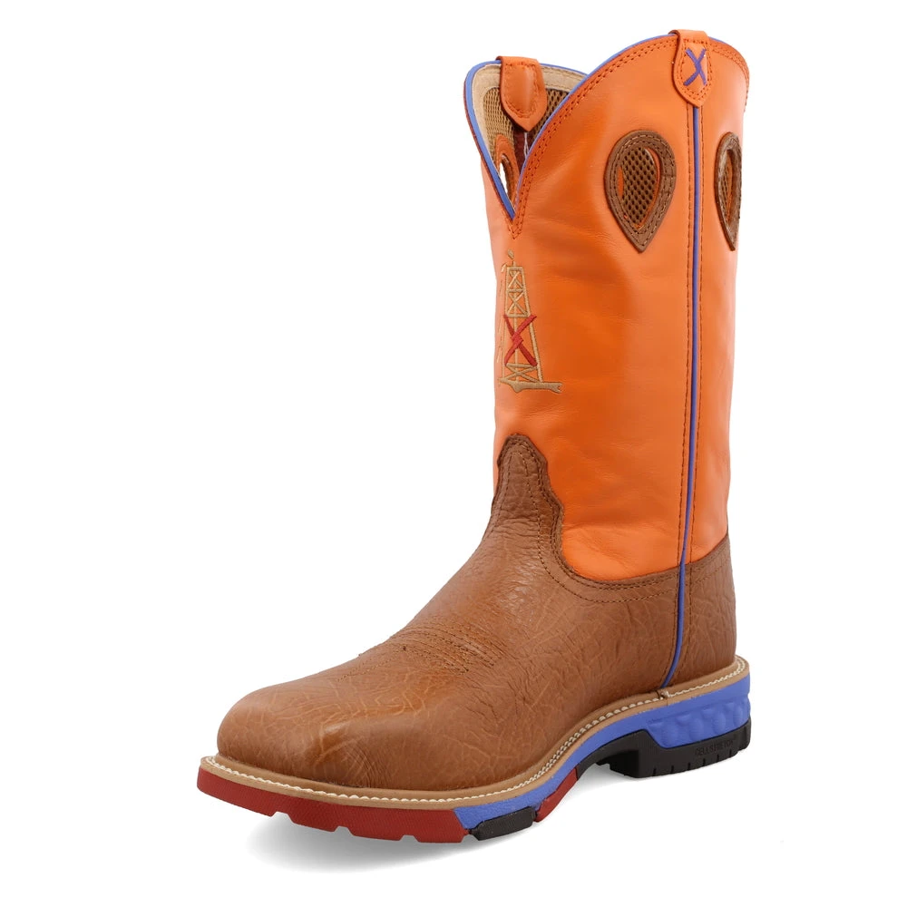 'Twisted X' Men's 12" Western EH Alloy Toe - Tan / Orange 'Twisted X' Men's 12" Western EH Alloy Toe - Tan / Orange -Outdoor Clothing Store