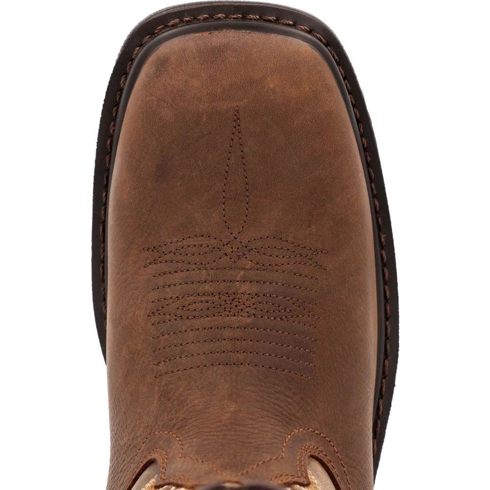 'Rocky' Men's 11" Ram's Horn EH Western Square Toe - Western Dark Brown 'Rocky' Men's 11" Ram's Horn EH Western Square Toe - Western Dark Brown -Outdoor Clothing Store