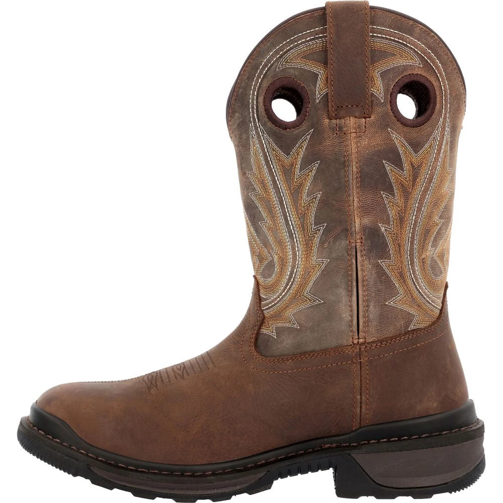 'Rocky' Men's 11" Ram's Horn EH Western Square Toe - Western Dark Brown 'Rocky' Men's 11" Ram's Horn EH Western Square Toe - Western Dark Brown -Outdoor Clothing Store