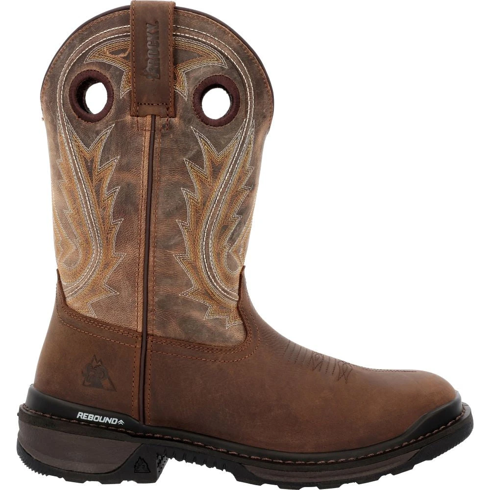 'Rocky' Men's 11" Ram's Horn EH Western Square Toe - Western Dark Brown 'Rocky' Men's 11" Ram's Horn EH Western Square Toe - Western Dark Brown -Outdoor Clothing Store
