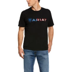 'Ariat' Men's USA Wordmark Tee - Black