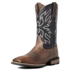 'Ariat' Men's 11" Everlite Vapor Western Square Toe - Ranch Brown / Black Deertan -Outdoor Clothing Store S21 MNS WEST 10035963 3 4 front 1024x1024@2x