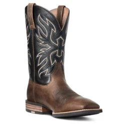 'Ariat' Men's 11" Everlite Vapor Western Square Toe - Ranch Brown / Black Deertan -Outdoor Clothing Store S21 MNS WEST 10035963 medial 1024x1024@2x