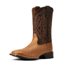 'Ariat' Men's 11" Night Life Ultra Western Square Toe - Ranger Smooth Quill Ostrich / Beam Brown -Outdoor Clothing Store S22 MNS WEST 10040345 3 4 front 1024x1024@2x