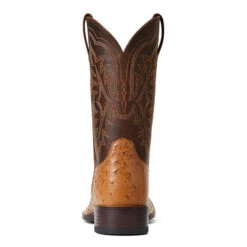 'Ariat' Men's 11" Night Life Ultra Western Square Toe - Ranger Smooth Quill Ostrich / Beam Brown -Outdoor Clothing Store S22 MNS WEST 10040345 heel 1024x1024@2x