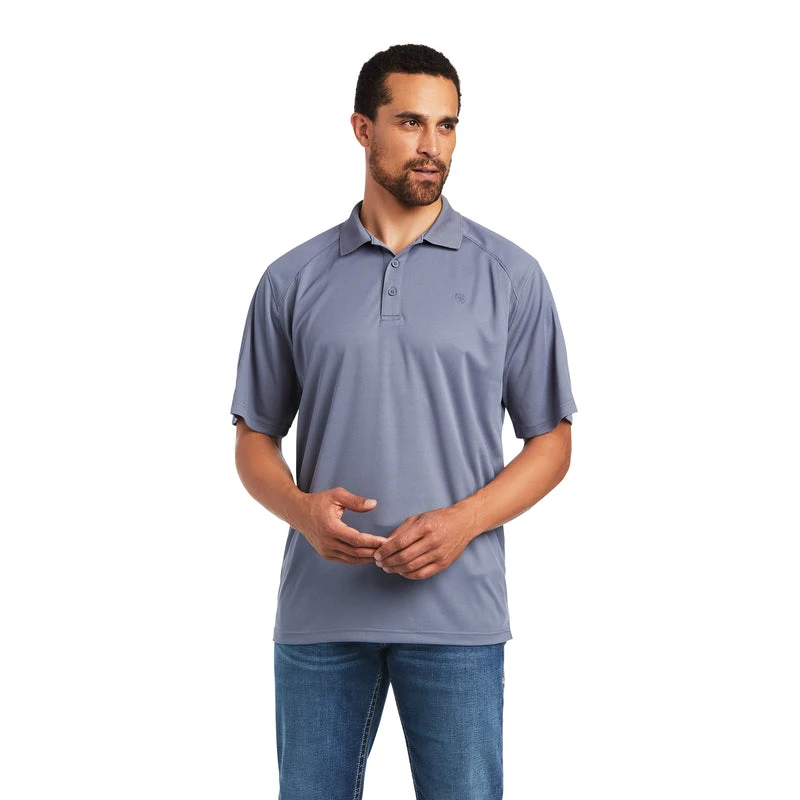 'Ariat' Men's AC Polo - Folkstone Grey 'Ariat' Men's AC Polo - Folkstone Grey -Outdoor Clothing Store