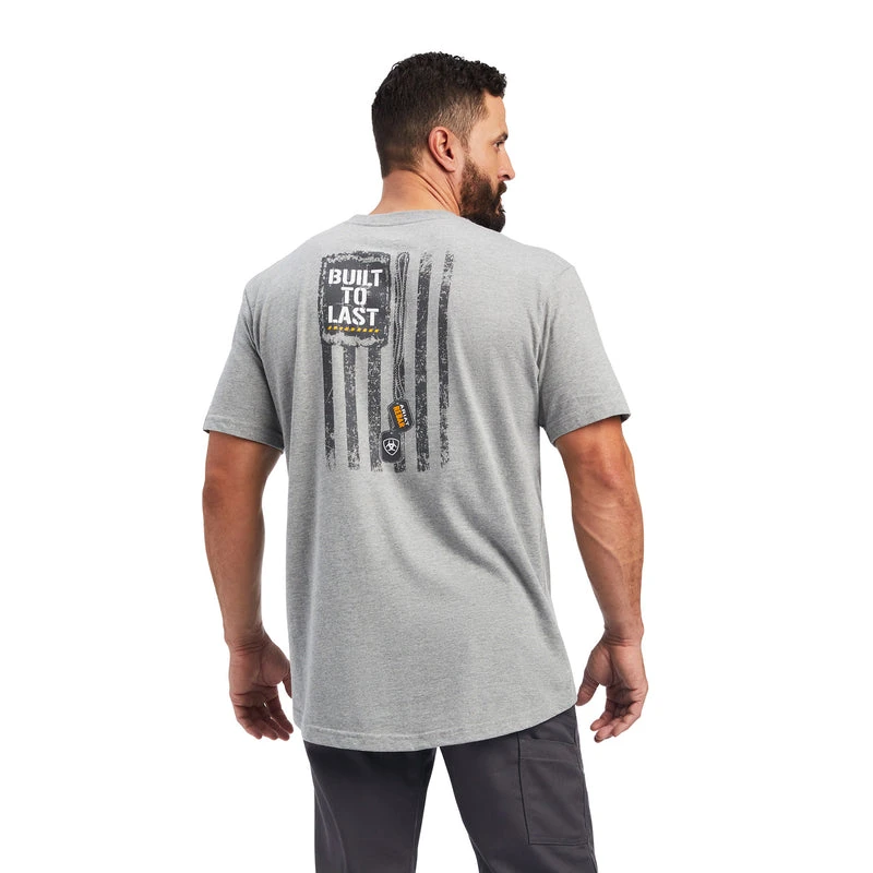 'Ariat' Men's Rebar Cotton Dog Tag Short Sleeve Tee - Heather Grey 'Ariat' Men's Rebar Cotton Dog Tag Short Sleeve Tee - Heather Grey -Outdoor Clothing Store