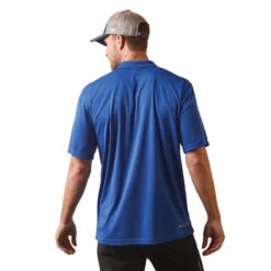 'Ariat' Men's Tek Polo - Monaco Blue -Outdoor Clothing Store S23 MNS WEST 10043501 back 1024x1024@2x