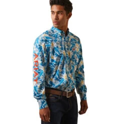 'Ariat' Men's Team Spencer Casual Button Down - Lyons Blue