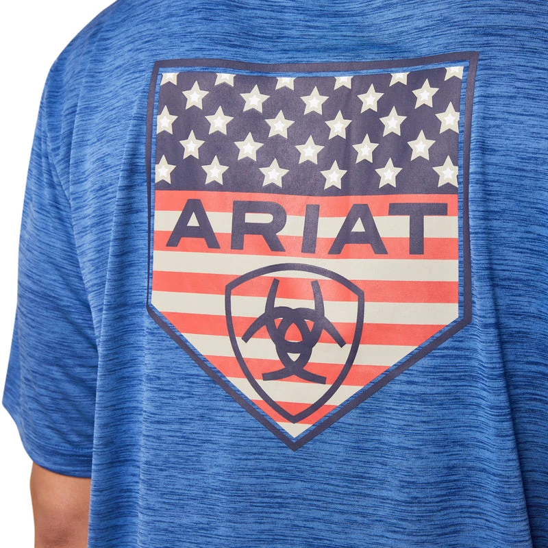 'Ariat' Men's Charger Ariat Proud Shield T-Shirt - Monaco Blue 'Ariat' Men's Charger Ariat Proud Shield T-Shirt - Monaco Blue -Outdoor Clothing Store