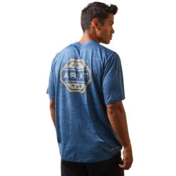 'Ariat' Men's Charger Ariat Stamp T-Shirt - Sky Fall -Outdoor Clothing Store S23 MNS WEST 10043769 back 1024x1024@2x
