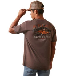 'Ariat' Men's Farm Truck T-Shirt - Brown Heather -Outdoor Clothing Store S23 MNS WEST 10044768 back 1024x1024@2x
