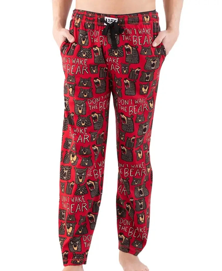 'Lazy One' Men's Don't Wake The Bear PJ Pants - Red 'Lazy One' Men's Don't Wake The Bear PJ Pants - Red -Outdoor Clothing Store