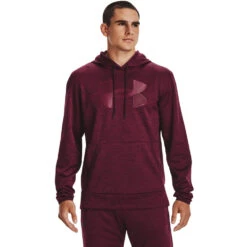 Outdoor Clothing Store 3 'Under Armour' Men's Armour Fleece® Big Logo Hoodie - Dark Maroon / League Red