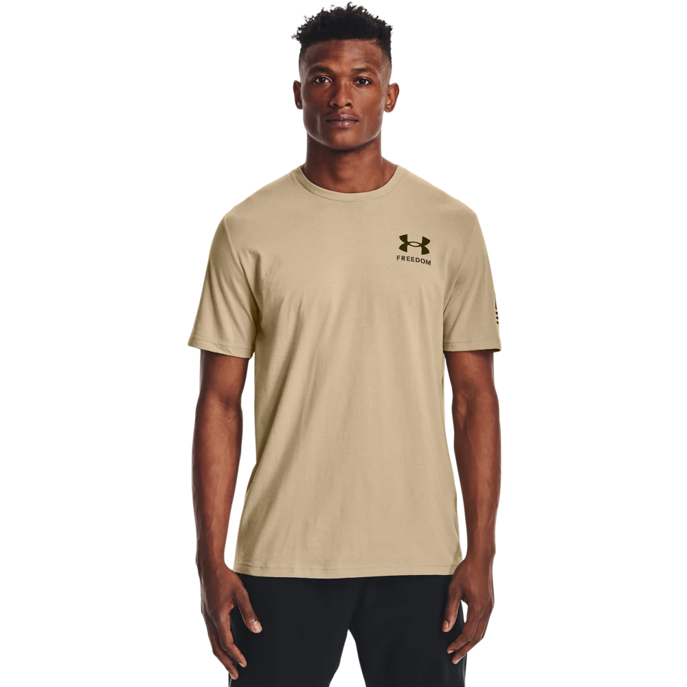 'Under Armour' Men's New Freedom Spine T-Shirt - Desert Sand 'Under Armour' Men's New Freedom Spine T-Shirt - Desert Sand -Outdoor Clothing Store s7.V5 1370821